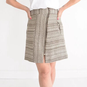 Judith  & Charles Black and Cream 68% Linen Mini Skirt Size 6